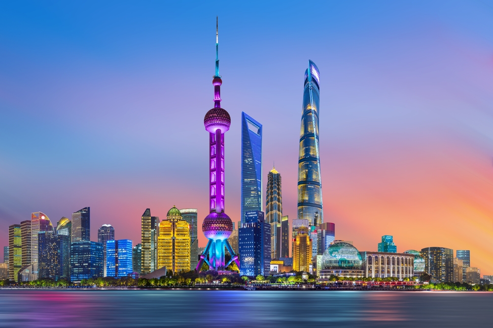 Shanghai skyline at dusk